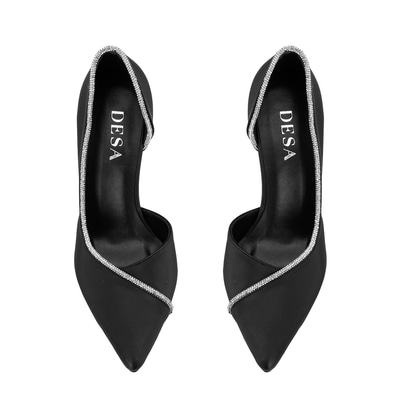 Kadın Siyah Parlak Taş Detaylı Topuklu Abiye