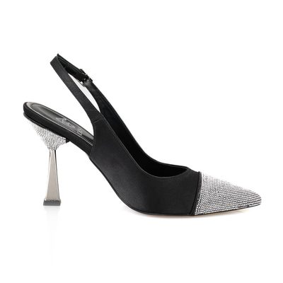 Kadın Siyah Parlak Taş Detaylı Topuklu Abiye Ayakkabı