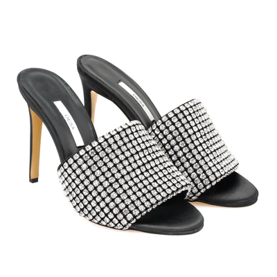 Kadın Siyah Parlak Taş Detaylı Topuklu Abiye Ayakkabı