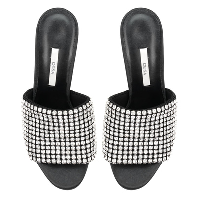 Kadın Siyah Parlak Taş Detaylı Topuklu Abiye Ayakkabı