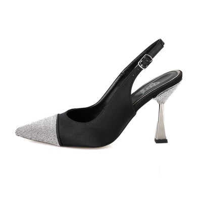 Kadın Siyah Parlak Taş Detaylı Topuklu Abiye Ayakkabı