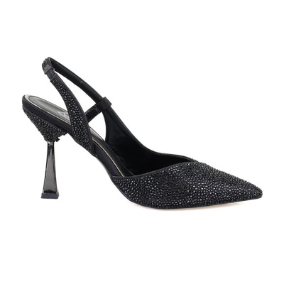 Kadın Siyah Parlak Taş Detaylı Topuklu Abiye