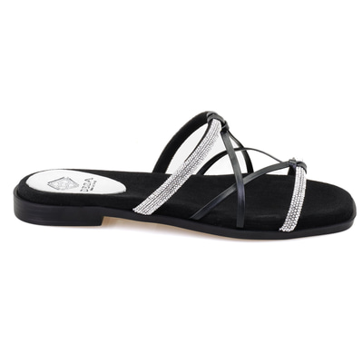 Kadın Siyah Parlak Taşlı Terlik
