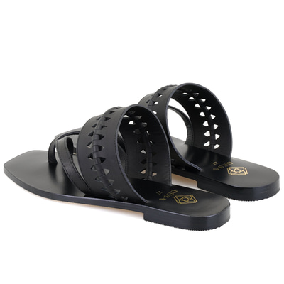 Kadın Siyah Parmak Arası Deri Terlik