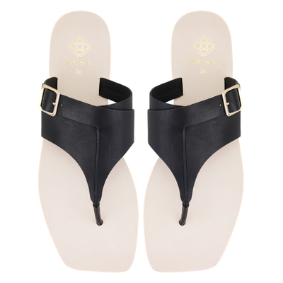 Kadın Siyah Parmak Arası Deri Terlik