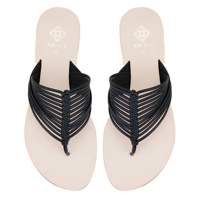 Kadın Siyah Parmak Arası Deri Terlik