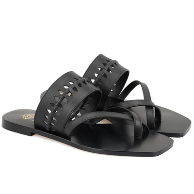 Kadın Siyah Parmak Arası Deri Terlik