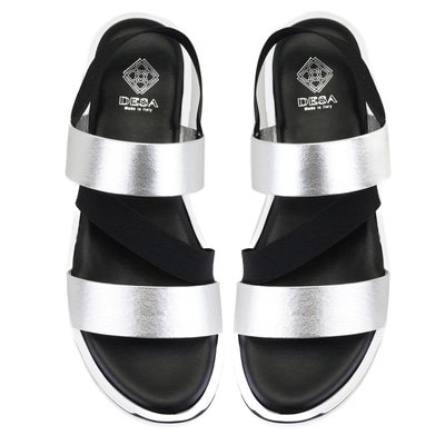 Kadın Siyah Platform Tabanlı Deri Sandalet