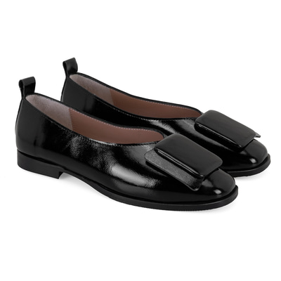 Kadın Siyah Rugan Deri Babet