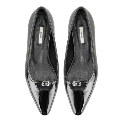 Kadın Siyah Rugan Deri Babet