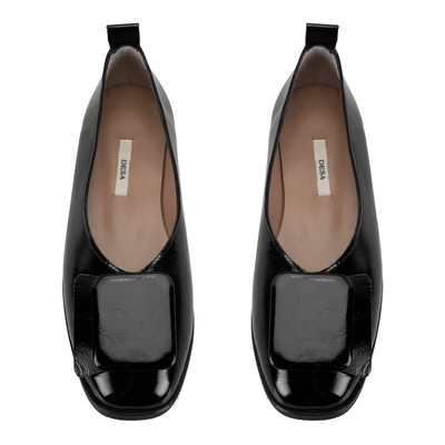 Kadın Siyah Rugan Deri Babet