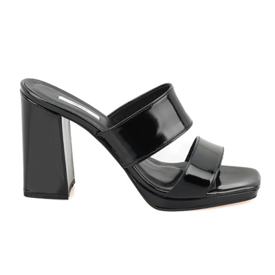 Kadın Siyah Rugan Deri Platformlu Terlik