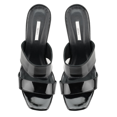 Kadın Siyah Rugan Deri Platformlu Terlik