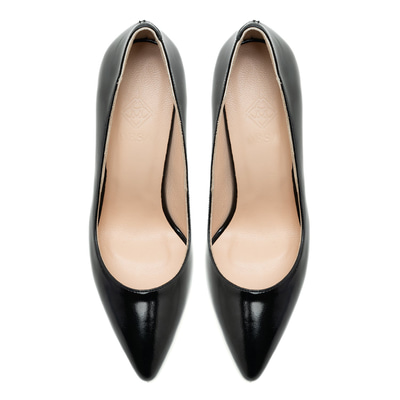 Kadın Siyah Rugan Deri Stiletto