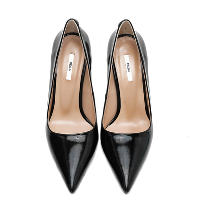 Kadın Siyah Rugan Deri Stiletto