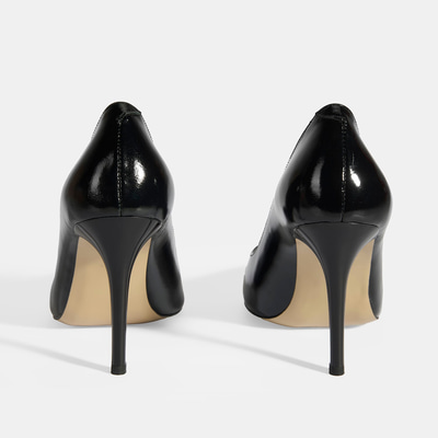 Kadın Siyah Rugan Deri Stiletto