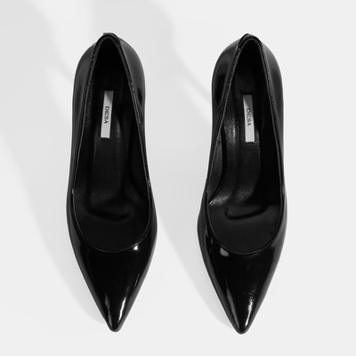 Kadın Siyah Rugan Deri Stiletto