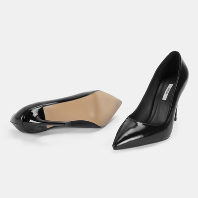 Kadın Siyah Rugan Topuklu Klasik Ayakkabı