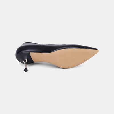 Kadın Siyah Sivri Burunlu Metal Topuklu Deri Stiletto