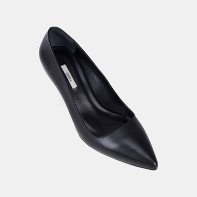 Kadın Siyah Sivri Burunlu Metal Topuklu Deri Stiletto