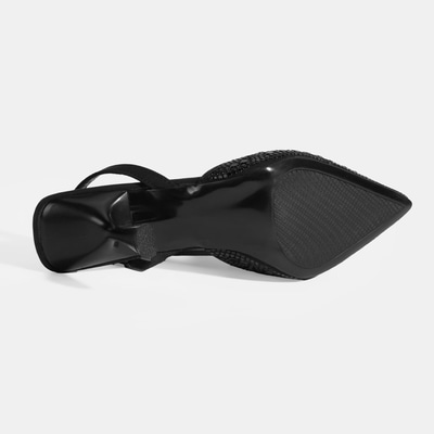Kadın Siyah Slingback Topuklu Abiye Ayakkabı