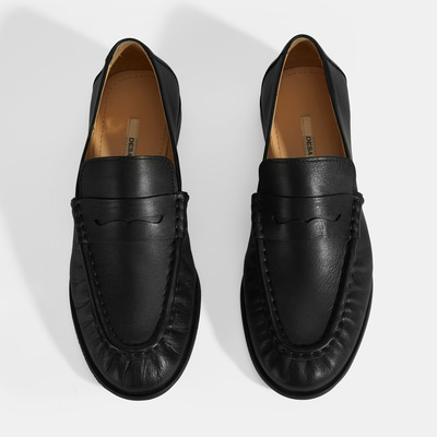 Kadın Siyah Slip-On Deri Loafer