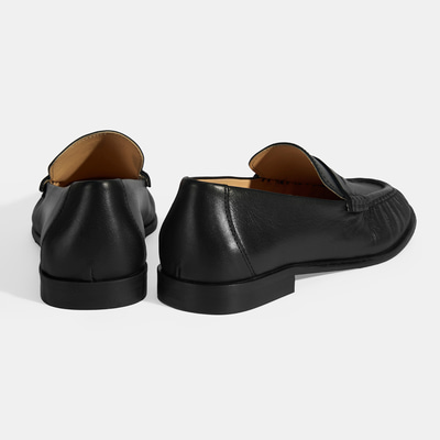 Kadın Siyah Slip-On Deri Loafer