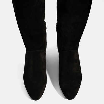 Kadın Siyah Süet Deri Çizme