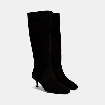 Kadın Siyah Süet Deri Çizme