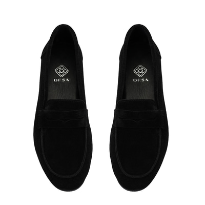 Kadın Siyah Süet Deri Loafer