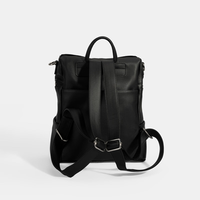 Kadın Siyah Süet Detaylı Fermuarlı Sırt Çantası