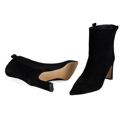 Kadın Siyah Süet Topuklu Bot