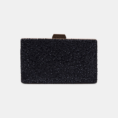 Kadın Siyah Taş İşlemeli Zincir Askılı Abiye Clutch