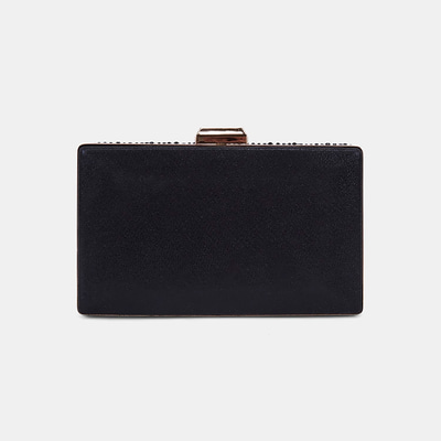 Kadın Siyah Taş İşlemeli Zincir Askılı Abiye Clutch