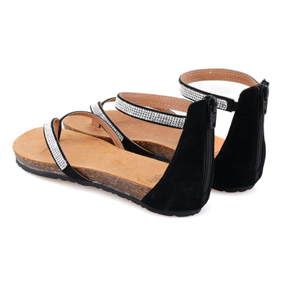 Kadın Siyah Taşlı Parmak Arası Sandalet