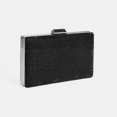 Kadın Siyah Taşlı Portföy Gece Çantası