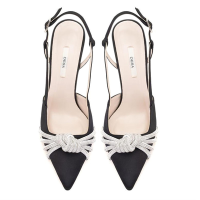 Kadın Siyah Taşlı Saten Abiye Ayakkabı