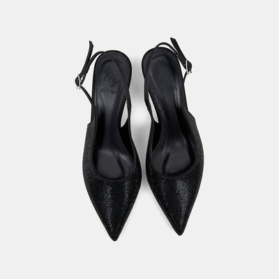 Kadın Siyah Taşlı Sivri Burunlu Topuklu Abiye Ayakkabı