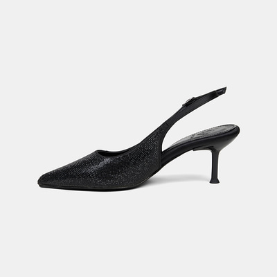 Kadın Siyah Taşlı Sivri Burunlu Topuklu Abiye Ayakkabı