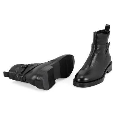 Kadın Siyah Toka Aksesuarlı Deri Bot