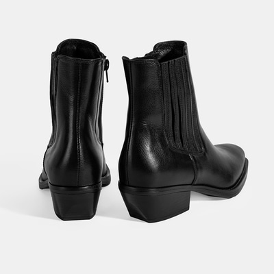 Kadın Siyah Topuklu Deri Bot