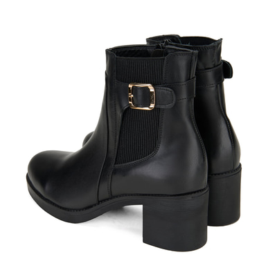 Kadın Siyah Topuklu Deri Bot