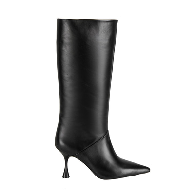 Kadın Siyah Topuklu Deri Çizme