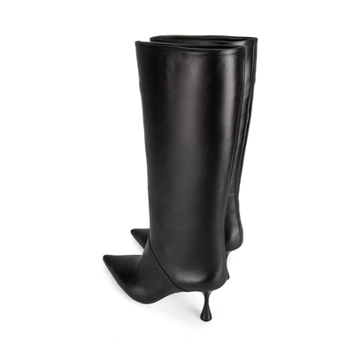 Kadın Siyah Topuklu Deri Çizme