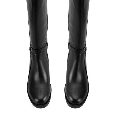 Kadın Siyah Topuklu Deri Çizme