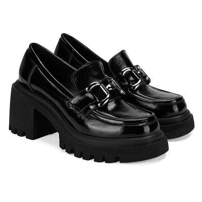 Kadın Siyah Topuklu Deri Günlük Ayakkabı