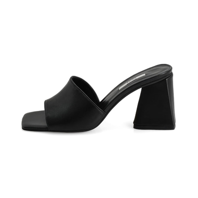 Kadın Siyah Topuklu Napa Deri Terlik