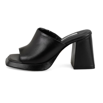 Kadın Siyah Topuklu Napa Deri Terlik
