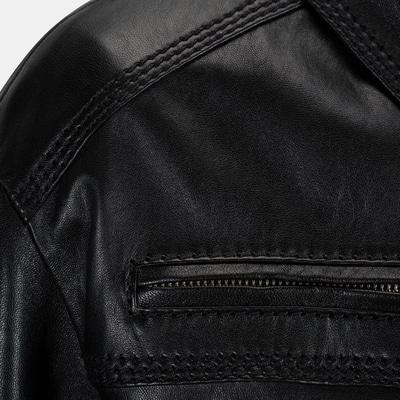 Kadın Siyah Yakalı Deri Bomber Ceket