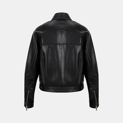 Kadın Siyah Yakalı Deri Bomber Ceket